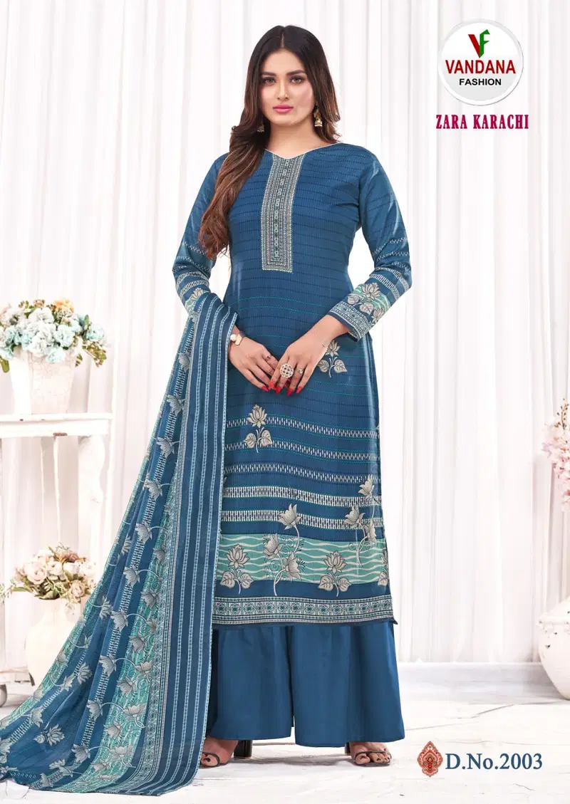 Vandana F Zara Karachi Vol 2 Cotton Dress Material Catalog
